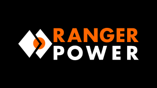 The Ranger Power logo, which consists of two overlapping white diamonds with an orange circle inside them, separated by a small open space on the left. On the right, the word "RANGER" is in bold orange type with "POWER" written below in white.