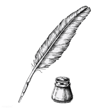 Image of a quill pen and ink well