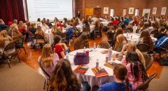 Local high-schooler students gathered in Eben-Holden at the start of the &quot;Math &amp; Everything&quot; event