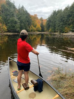Having successfully navigated their way, Kai points out at Lost Pond.
