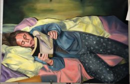Artwork by Sophie Robie that shows Piper reading a book.