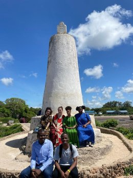 Students in Front of Statue