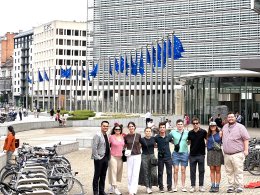 Students Stand with European Union Flags