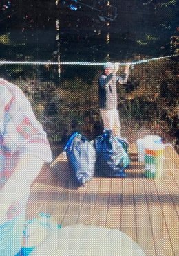 Nate barging our trash, recycling, and compost out of Arcadia.