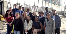 Saint Lawrence University students gather outside the UN.