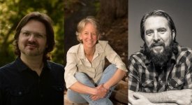 A collage of Kenny Cook, Ana Maria Spagna, and Joe Wilkins.