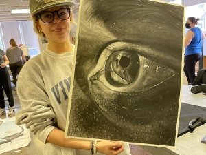 Student with Artwork