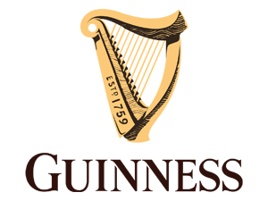 Guinness logo featuring a gold harp.