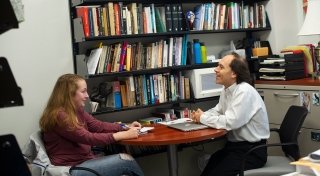 Faculty member advising a student