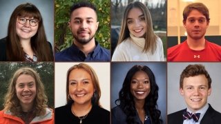 Eight headshots of members of the class of 2020. 