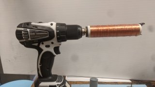 Coil on cordless drill
