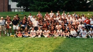 Large group photo of lacrosse alumni.