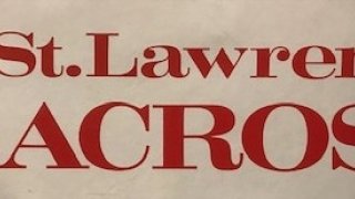 Bumper sticker reads &quot;St. Lawrence Lacrosse&quot; with lacrosse player logo.