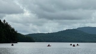 There they go, paddling off into the distance....