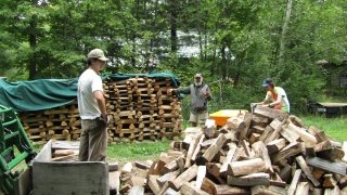 Michael showing off the Ukrainian woodpile.