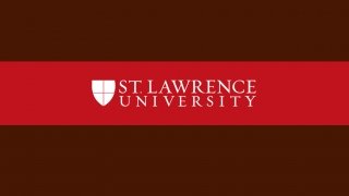 Brown with red stripe in the middle. St. Lawrence Logo in white on red stripe