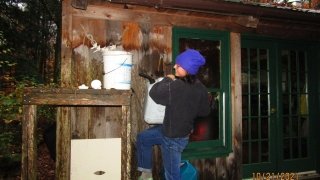 In her token Thrifty &amp; Nifty fleece hat, Bri fills up the gravity filter, a necessary practice in community gratuities.