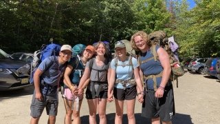 Robertson, Bri, Roisin, Lauren, and Ben about to start the expedition.
