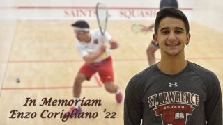 a collage of photos featuring Enzo Corigliano with text that reads: "In Memoriam: Enzo Corigliano '22."