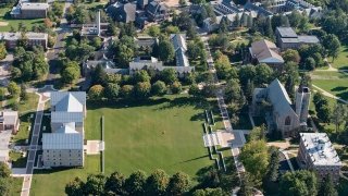 An aerial view of the Saint Lawrence University campus. 