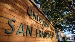 A photo of the University of San Francisco sign. 