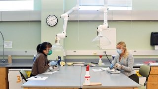 Students in a science lab