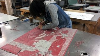 Artist Chloe Alexander at work