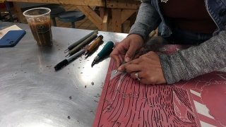 Artist Chloe Alexander at work