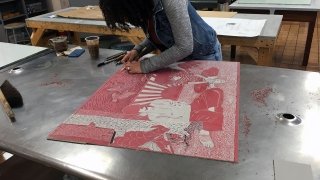 Artist Chloe Alexander at work