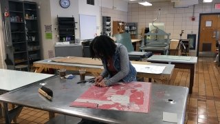 Artist Chloe Alexander at work