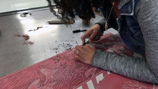 Artist Chloe Alexander at work
