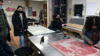 Artist Chloe Alexander at work