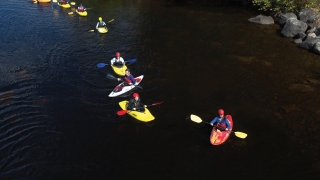 A photo of students kayaking. 