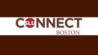 SLU Connect - Boston Logo over brown background