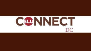 SLU Connect - DC logo over brown background