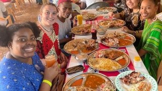 Student enjoy local food