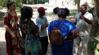 Student listen to guide