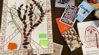 Student board game and chocolate wrappers