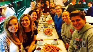 2015-2016 Spain Program Group Spring 2016 enjoying chocolate con churros in Madrid.