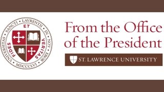 St. Lawrence Shield with "From the Office of the President" and St. Lawrence Logo