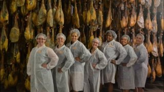 Student Group visiting the Iberian Ham Factory in Guijuelo, Salamanca - Spring 2016 Short Term Travel component to Spain.