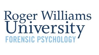The Roger Williams University Forensic Psychology logo, which consists of the words "Roger Williams University Forensic Psychology" in blue text.