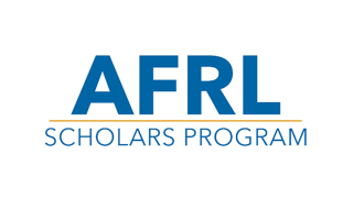 Bold blue text reads "AFRL" over a gold horizontal rule. Underneath, thinner and smaller blue text reads "SCHOLARS PROGRAM."