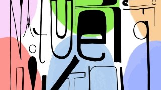 exhibition title in expressive fonts