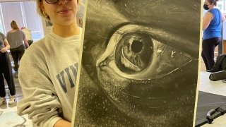 Student with Artwork