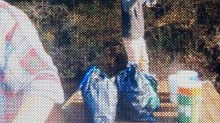 Nate barging our trash, recycling, and compost out of Arcadia.