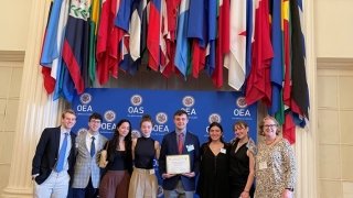 Seven students in the SLU Model OAS Club traveled with Prof. Shelley McConnell to the Organization of American States 