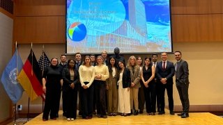group photo of students at the German mission to the UN