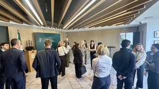 students interacting with diplomats at the Ireland mission to the UN