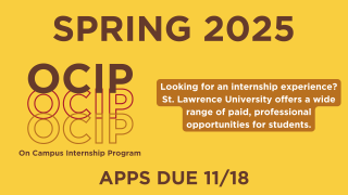 On Campus Internship Program Spring 2025 applications are due Monday, November 18